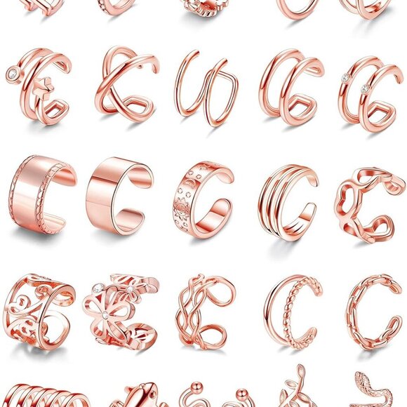 25PCS Ear Cuff for Women Non Piercing Clip on Cartilage Helix Wrap Earrings Adju - Picture 1 of 7